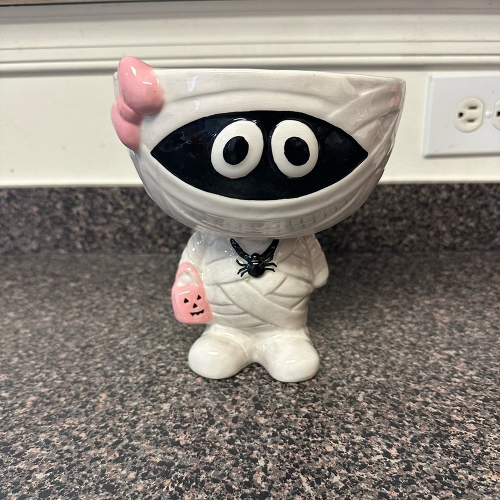 Mummy Girl Halloween Pink Candy Dish Decor